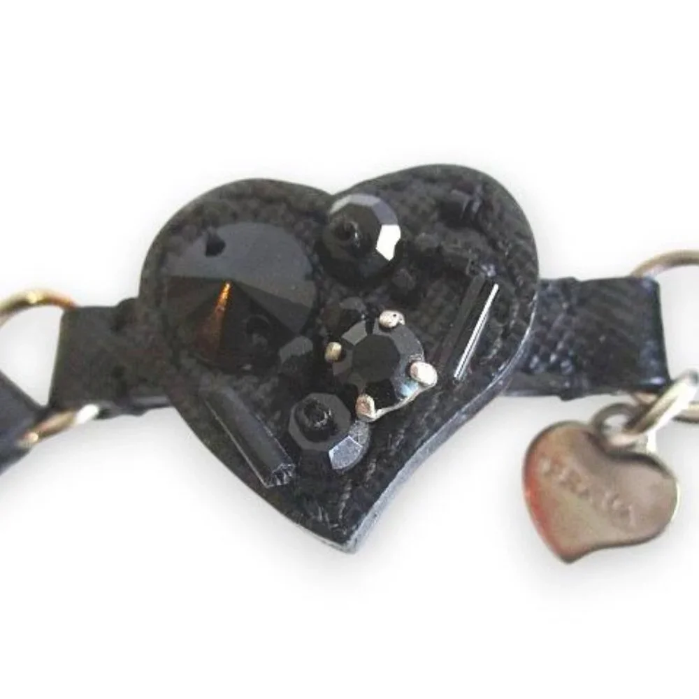 Prada Bracelet Belt with Bijoux Heart Motif Blackish Black - Picture 3 of 9